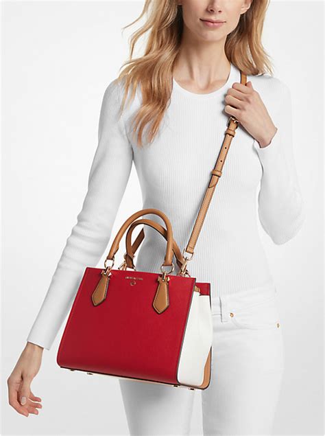 michael michael kors marilyn medium color-block saffiano leather satchel|Marilyn Medium Saffiano Leather Satchel .